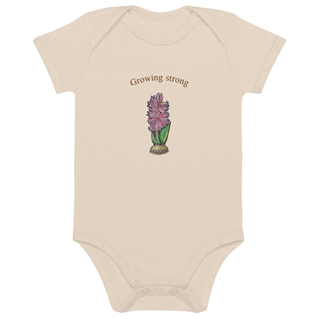Bulb organic baby bodysuit side view — soft organic cotton, Wild Lines by Atme
