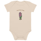 Bulb organic baby bodysuit side view — soft organic cotton, Wild Lines by Atme