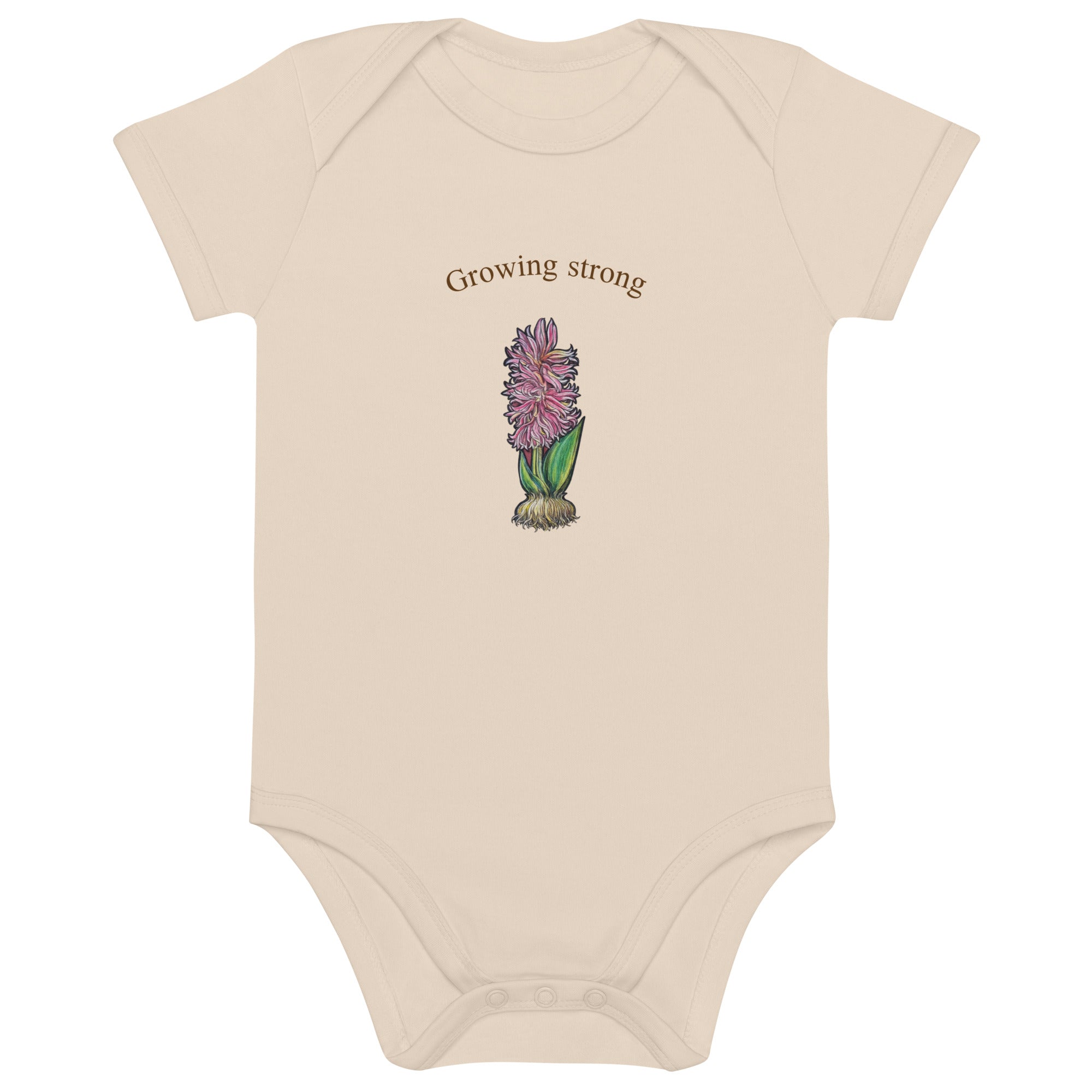 Bulb organic baby bodysuit side view — soft organic cotton, Wild Lines by Atme