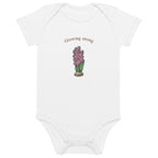 Bulb botanical baby bodysuit front view — original art clothing for infants by Atme