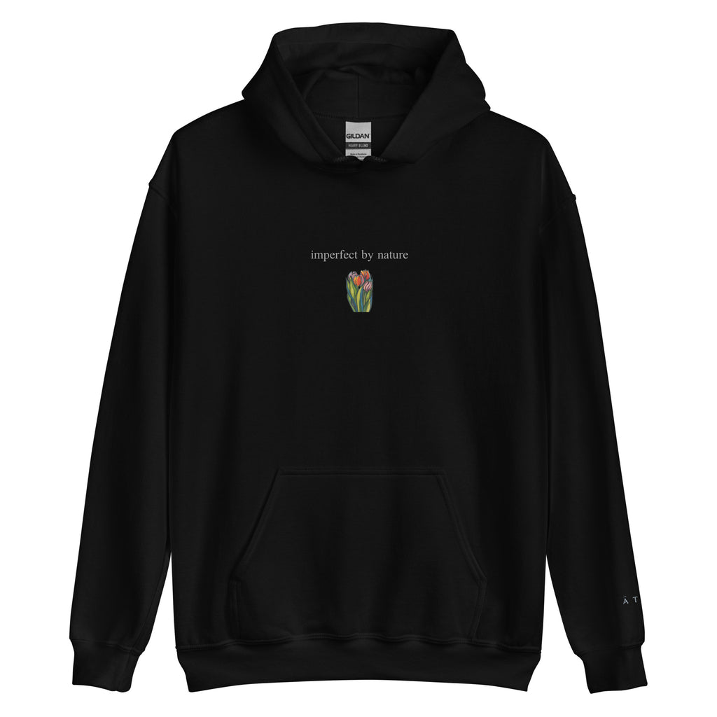 Botanical Tulips hoodie — artist-drawn floral print, Atme