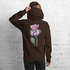 Wild One botanical hoodie front view — illustrated art clothing, Wild Lines by Atme