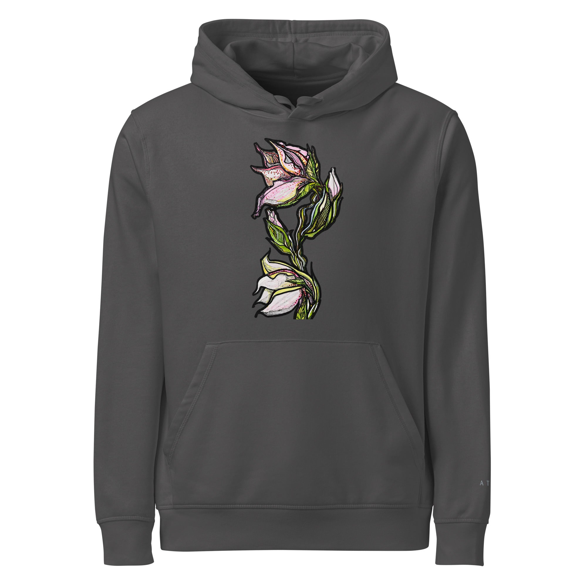 Wild Lines organic hoodie with original Lily illustration — Atme
