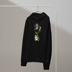 Lily art organic hoodie — hand-drawn botanical print on mid-weight cotton, Atme