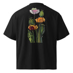 Wild Poppy high neck t-shirt side view — oversized organic fit, Wild Lines by Atme