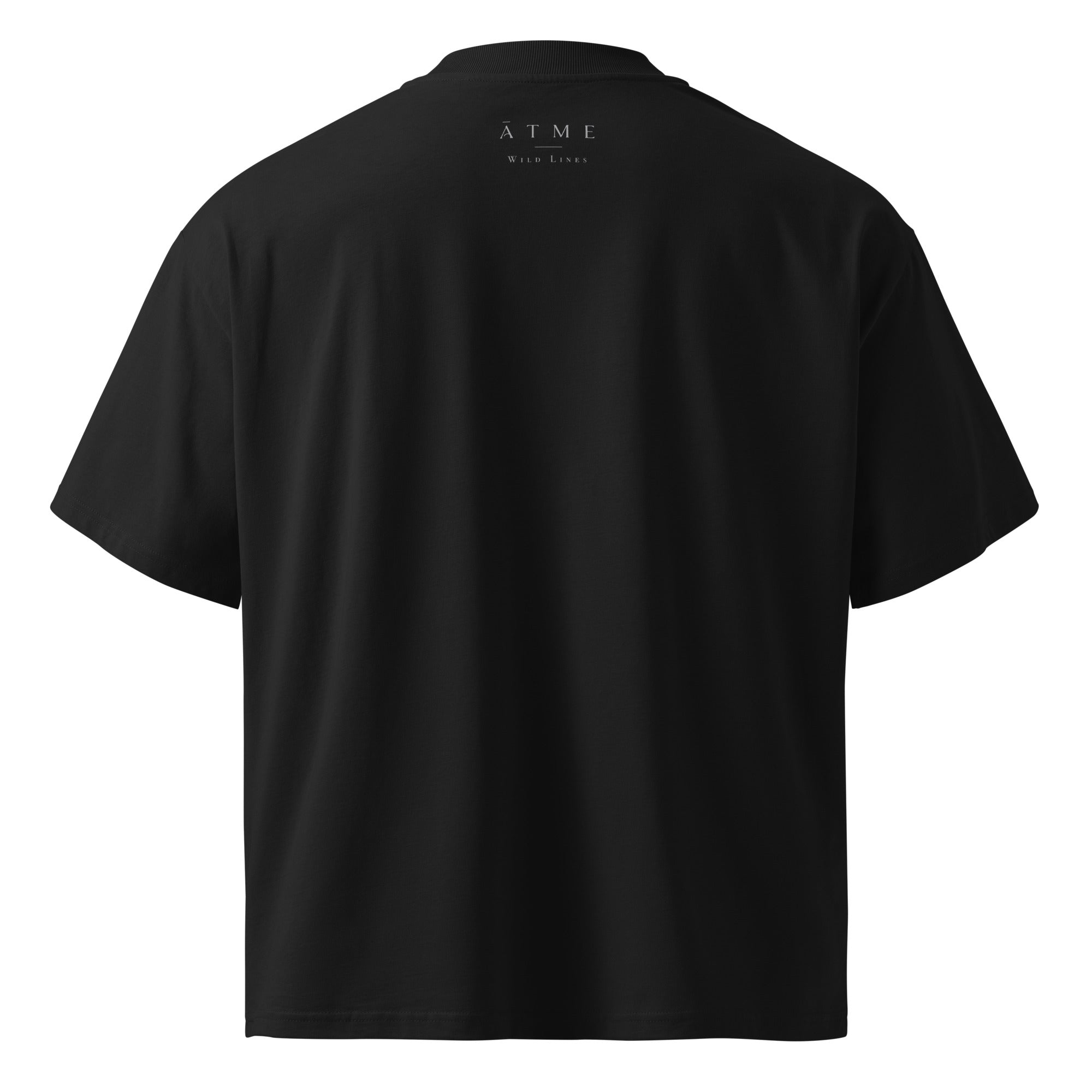 Lily oversized tee back view — hand-drawn botanical print, Wild Lines by Atme