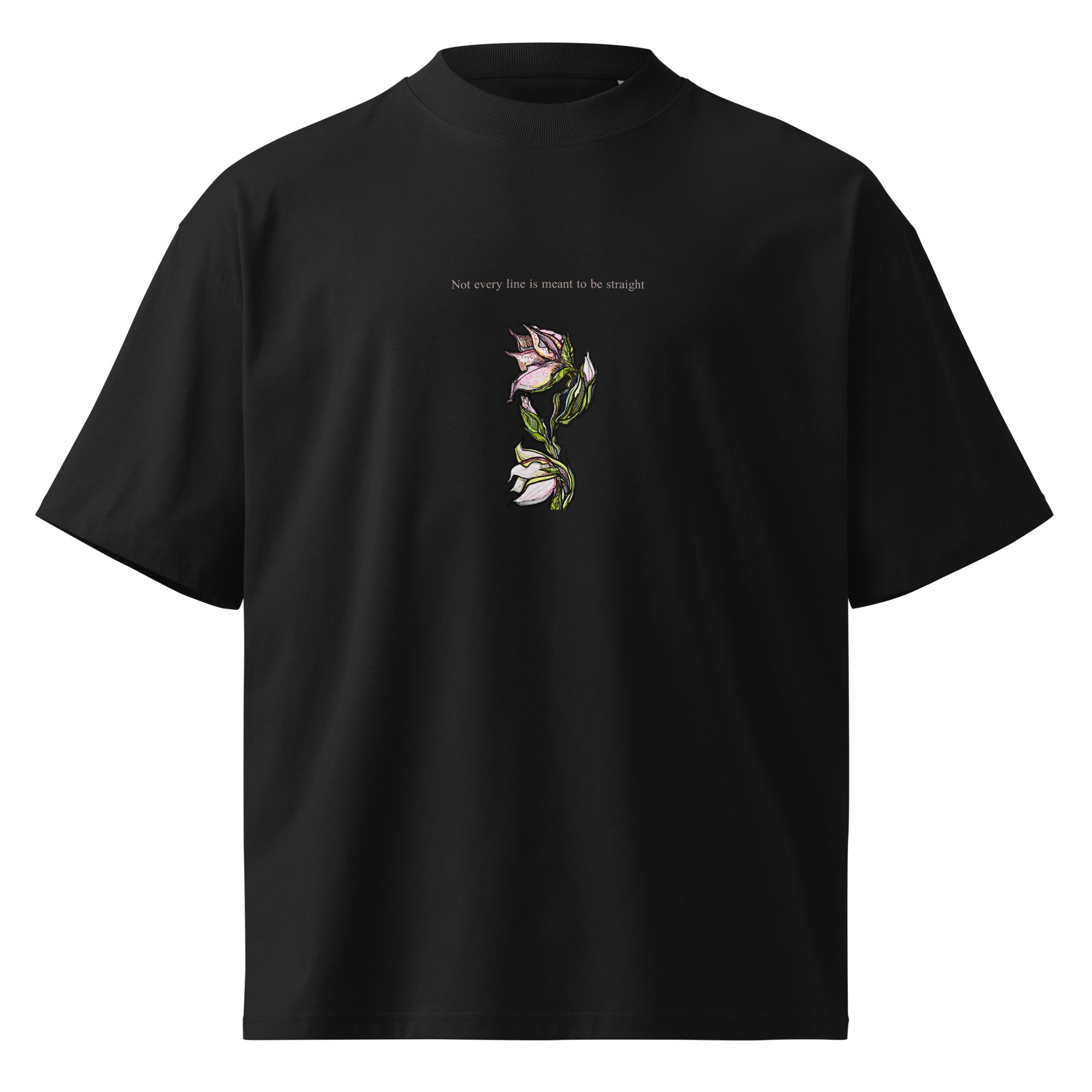 Illustrated botanical oversized tee — Lily design, Wild Lines by Atme