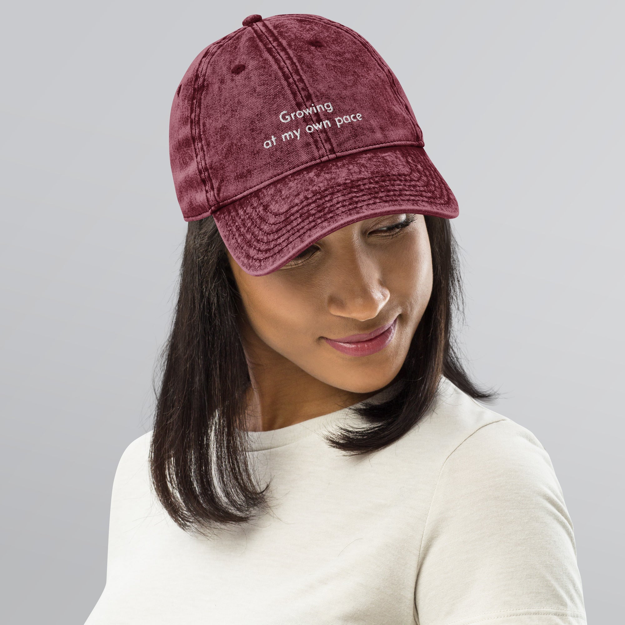 Hand-drawn Wild Lines print on embroidered cotton twill cap — original art by Atme