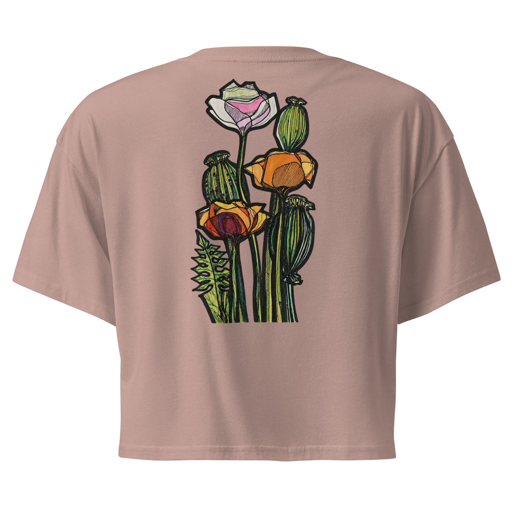 Wild Poppy flower print, women's crop top — Atme Wild Lines